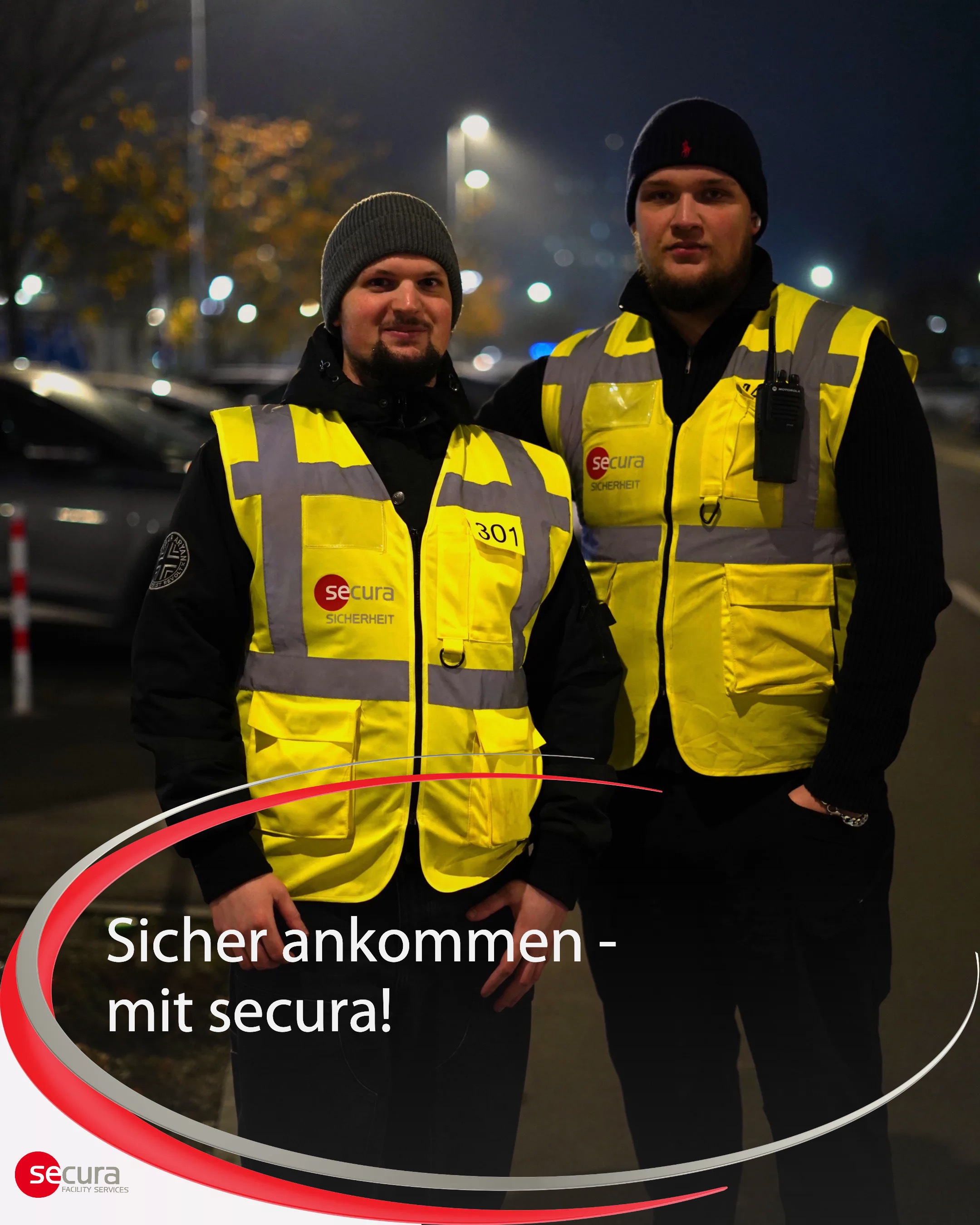 Auch auf den Parkplätzen der Saturn Arena sorgt secura für Sicherheit 